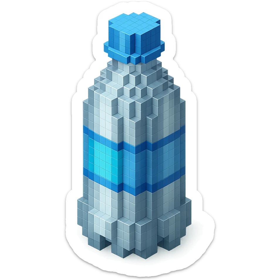 Borjomi bottle with a futuristic metallic finish sticker