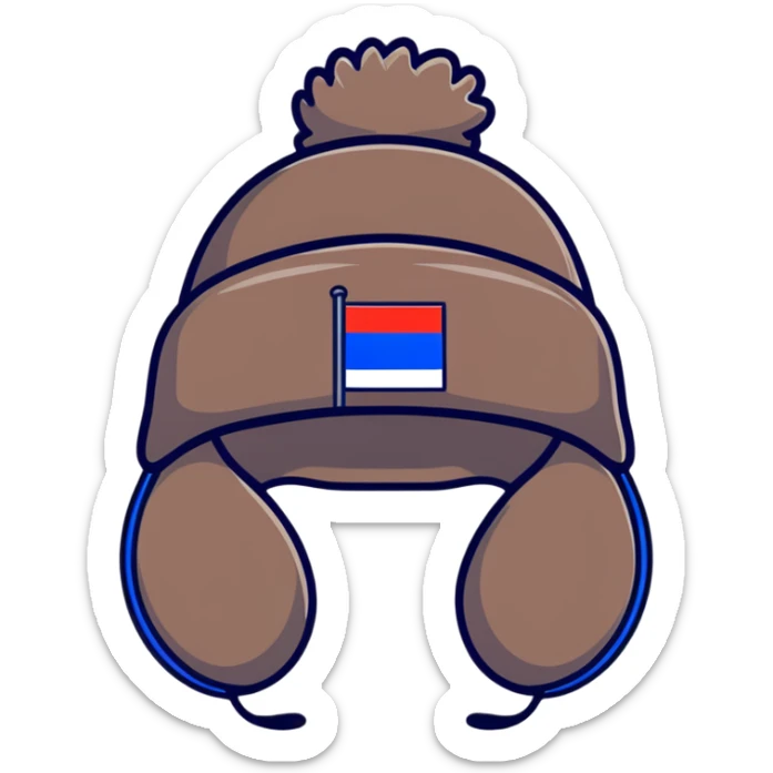 Russian ushanka hat with flag of Russia, warm winter hat with ear flaps sticker