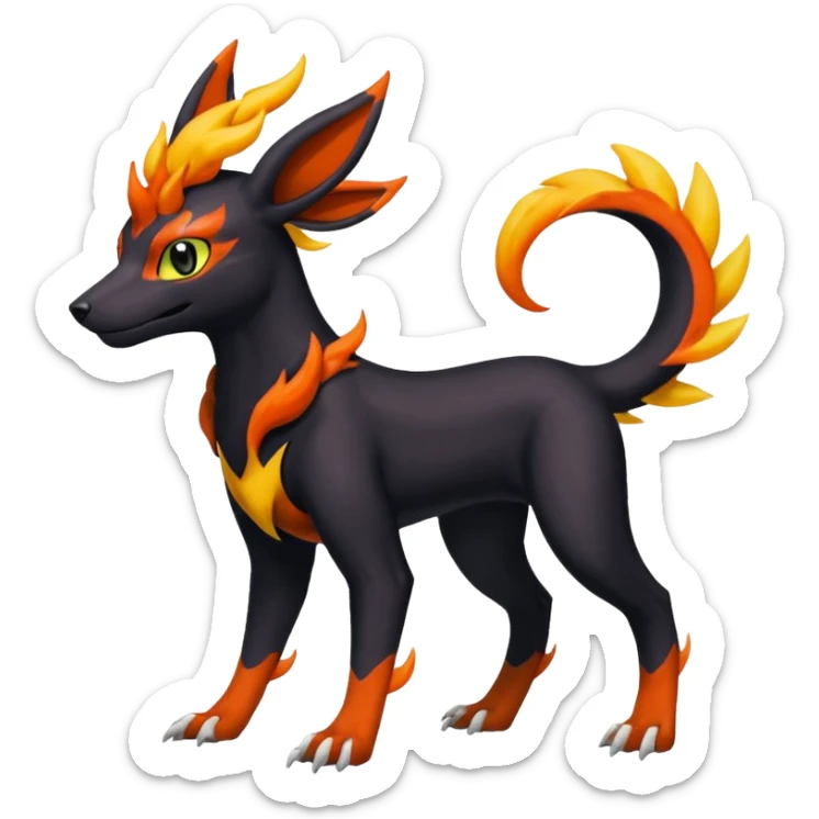 
Canine-Houndoom-Bayleaf-Salandit-Noibat-Flareon-Fakémon-fusion (full body) sticker