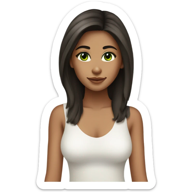 girl with olive skin dark medium hair green eyes long lashes  sticker