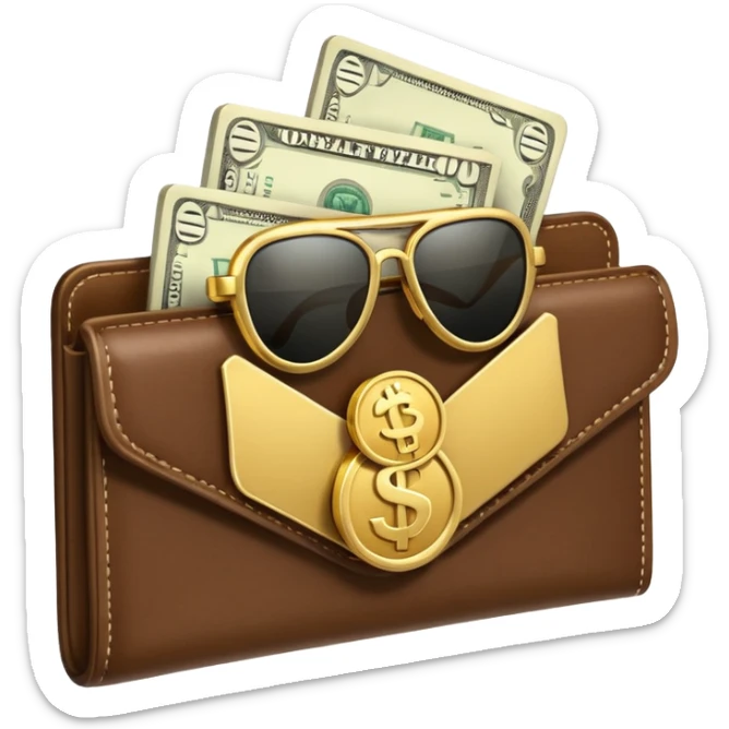 Aviator money emoji, wallet full of cash, casino vibe, premium 3D emoji style, clean, no background
 sticker