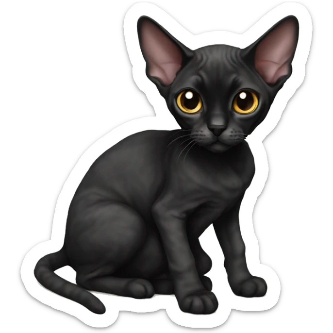 Black Devon Rex laying  sticker