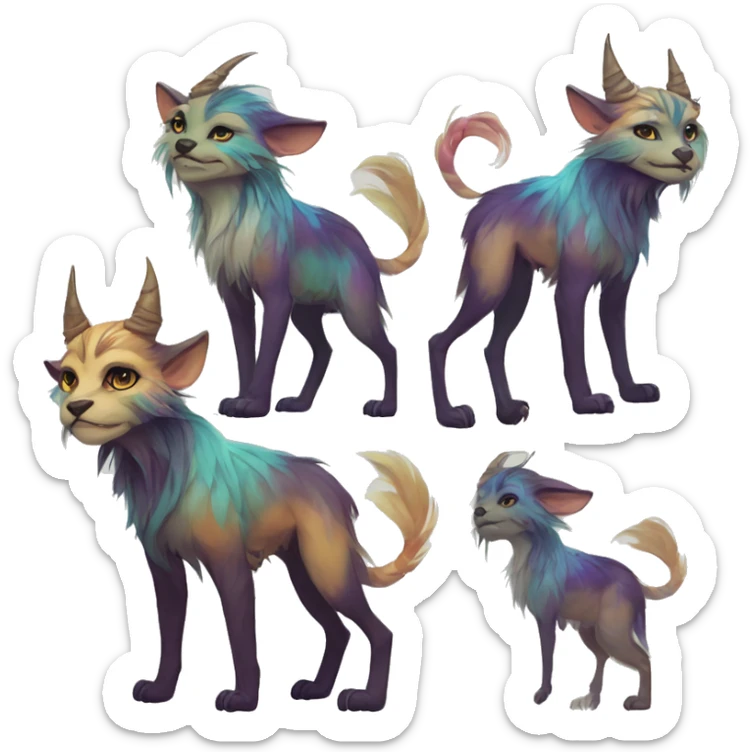 Colorful vernid fantasy creature LiLaiRa GriffSnuff Kamirah Falvie whiskers paws full body sticker