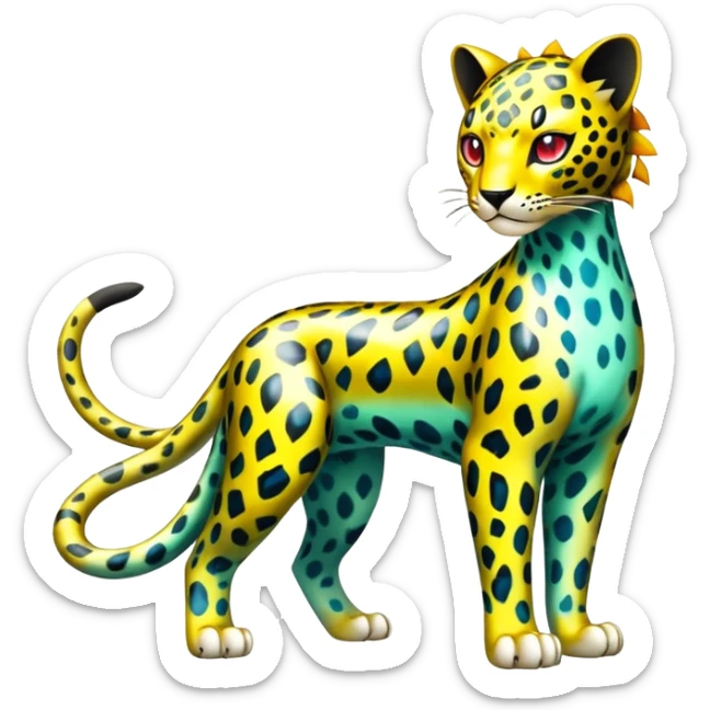 Shiny Elemental Exotic Colorful Epic Cool Tropical Liepard-Delcatty-Pokémon-Fakémon-hybrid-creature (full body) sticker