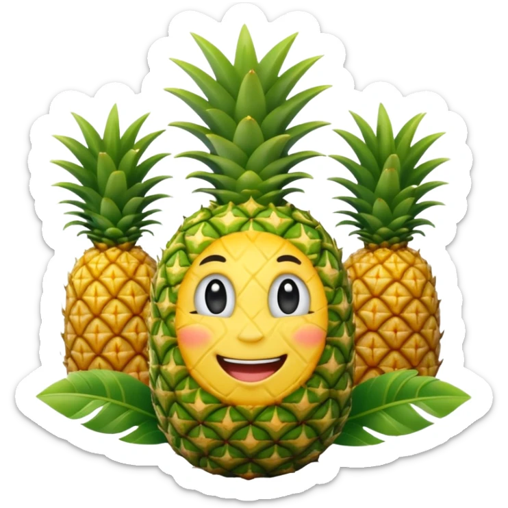 olympic rings in front of a smiling pineapple wearing a gold medal sticker
