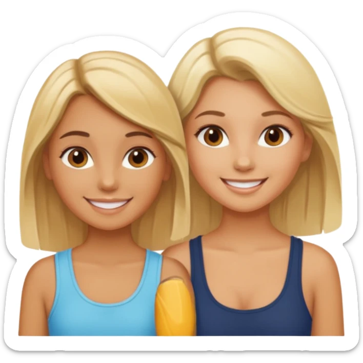 Gebräuntes Mädchen mit blonden Haaren und ihrer gebräunte braunhaarige Bestie  sticker