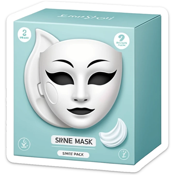 a beauty product box of skincare white mask pack sticker