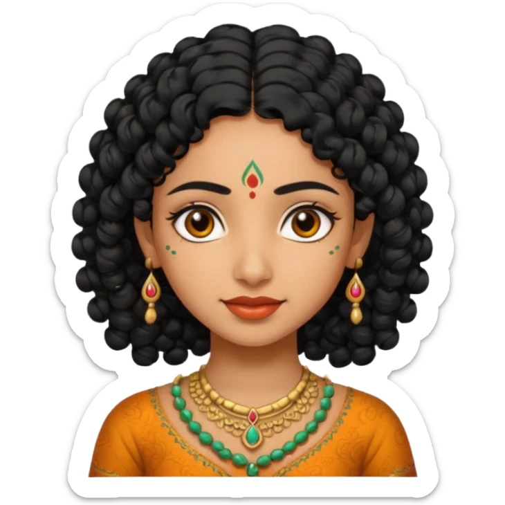 Indian fat girl south Indian curly short black hair tan skin sticker