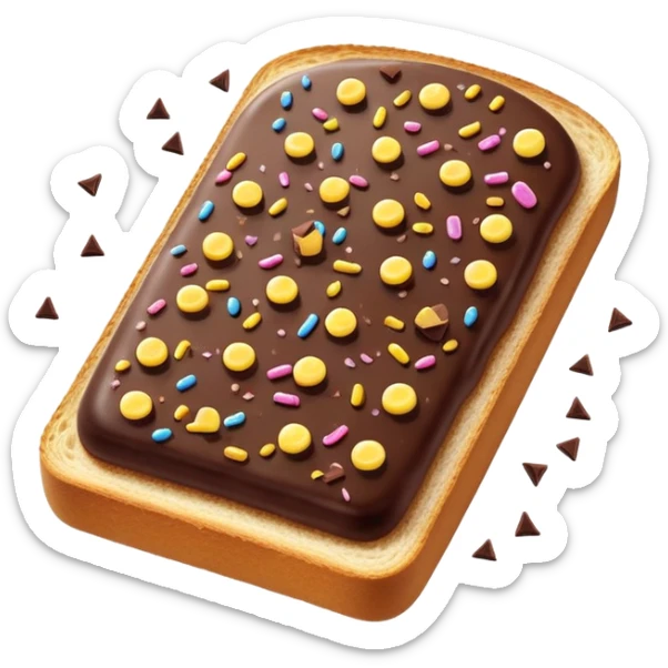 hagelslag-cinematic-realistic-hagelslag-treat-emoji,-depicted-as-crunchy-chocolate-sprinkles-scattered-on-a-slice-of-buttered-bread,-rendered-with-vivid-textures-and-playful,-inviting-lighting. sticker