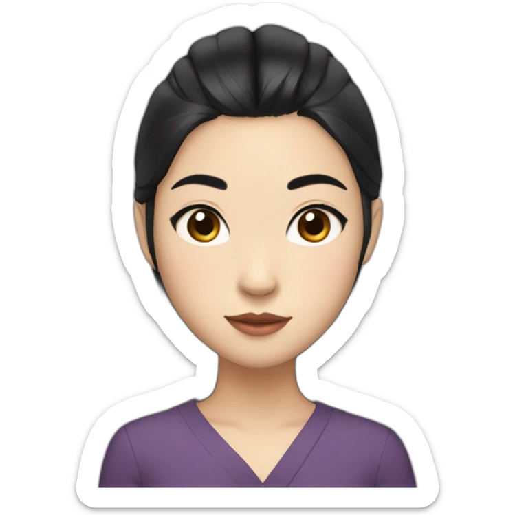 wasian girl with long black hair and eyeliner from head to chest sticker