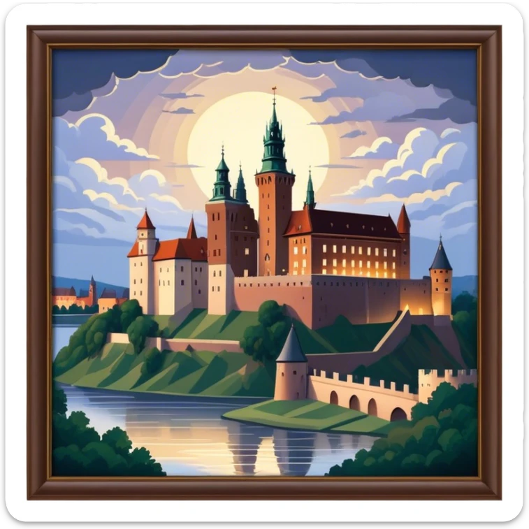 Cinematic Realistic Wawel Castle Landmark Emoji, depicted with the historic royal castle rendered with intricate detail and dramatic, majestic lighting. sticker