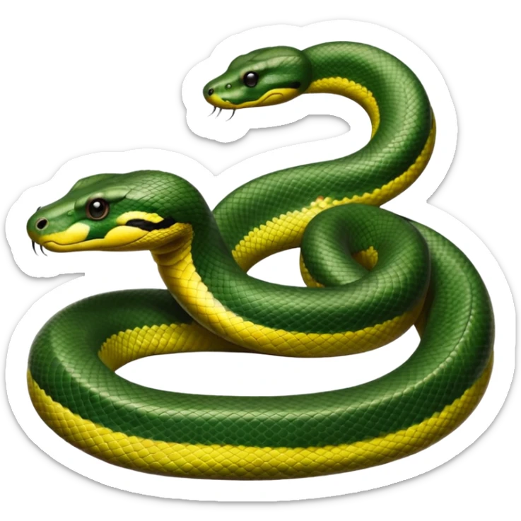 A photo-realistic digital illustration of a Green Anaconda, chest upward, with a broad, flat head, muscular body, and high-set eyes. Its olive-green body is covered with symmetrical, bold black oval spots, and its smooth, glossy scales highlight its large, powerful build. sticker