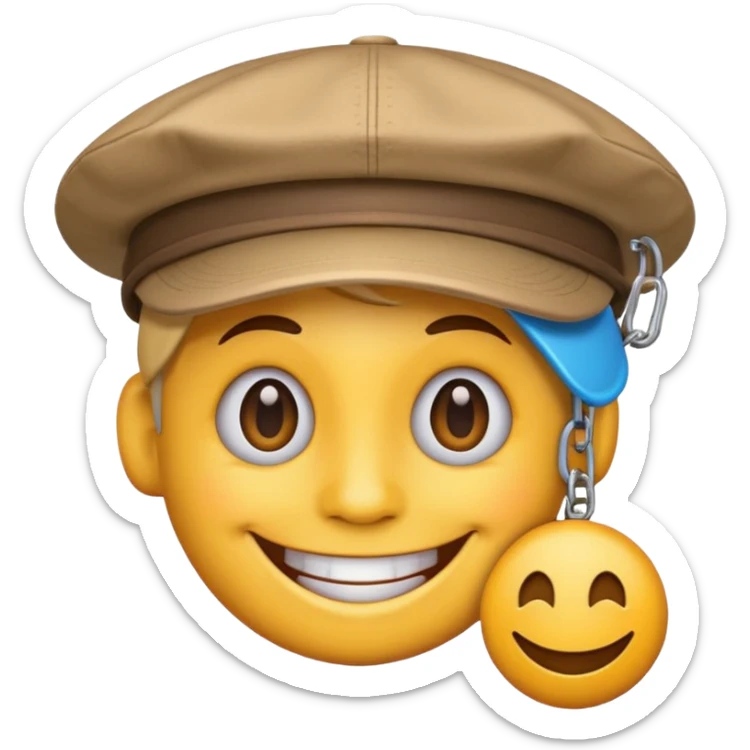 logo of Trap Capos de Noriel, emoji style, smiling face with cap and trap details, vivid colors, no text sticker