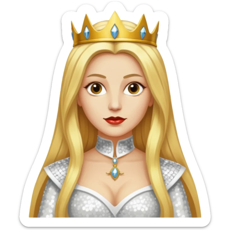 Katharina Siegel, Mistress of Vlad Tepes with long golden blonde hair, white sequin outfit sticker