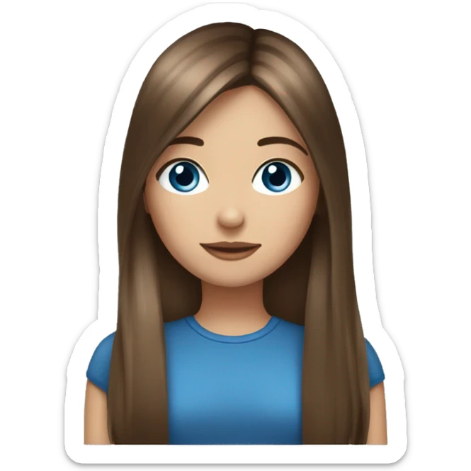 brunette straight hair girl with blue eyes with yorkshire terrier sticker