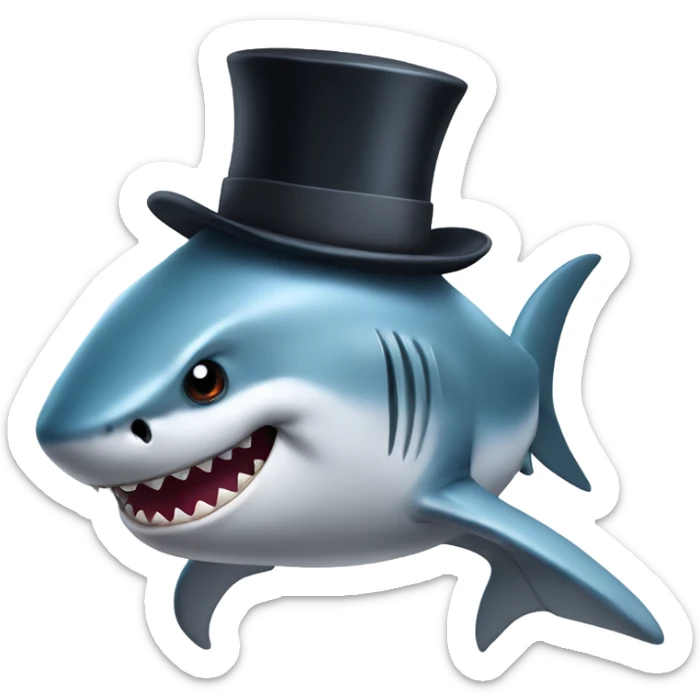 Shark with a top hat sticker
