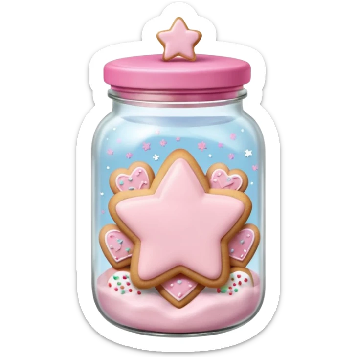 pastel pink christmas cookies in different shapes in jar with pink lid  sticker
