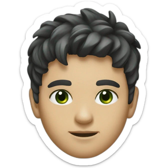 Programmer with dark fade haircut, dark green eyes without glasses in black hoodie sticker