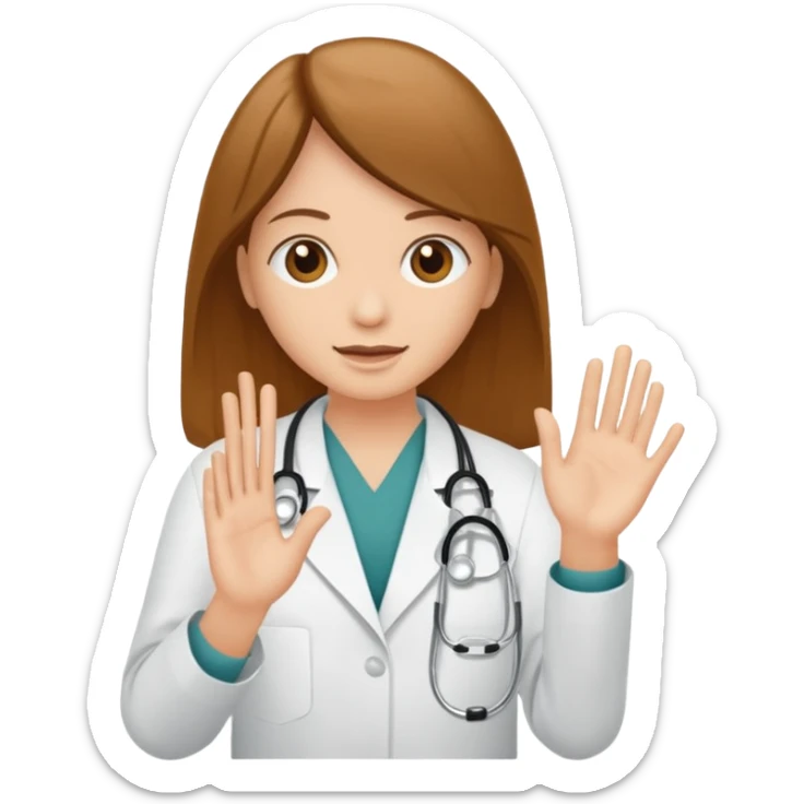 Radiografía de mano sostenida por un médico sin estetoscopio bata blanca  piel clara cabello café obscuro sticker