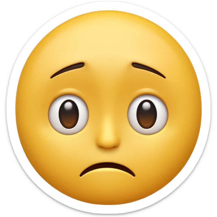 3D illustration of an emoji with a dejected or worried facial expression. sticker