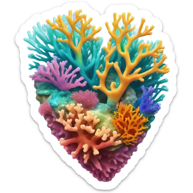Colorful ocean Coral reef in a the shape of a heart sticker