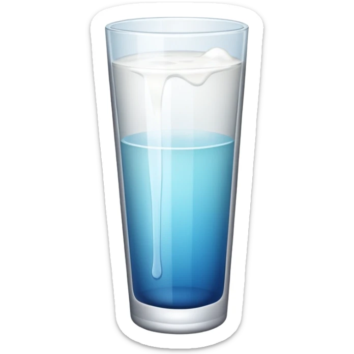 the drink is white, The bottom and mouth of the glass are the same width and thin a toll, There is only white liquid inside,photo realistic sticker