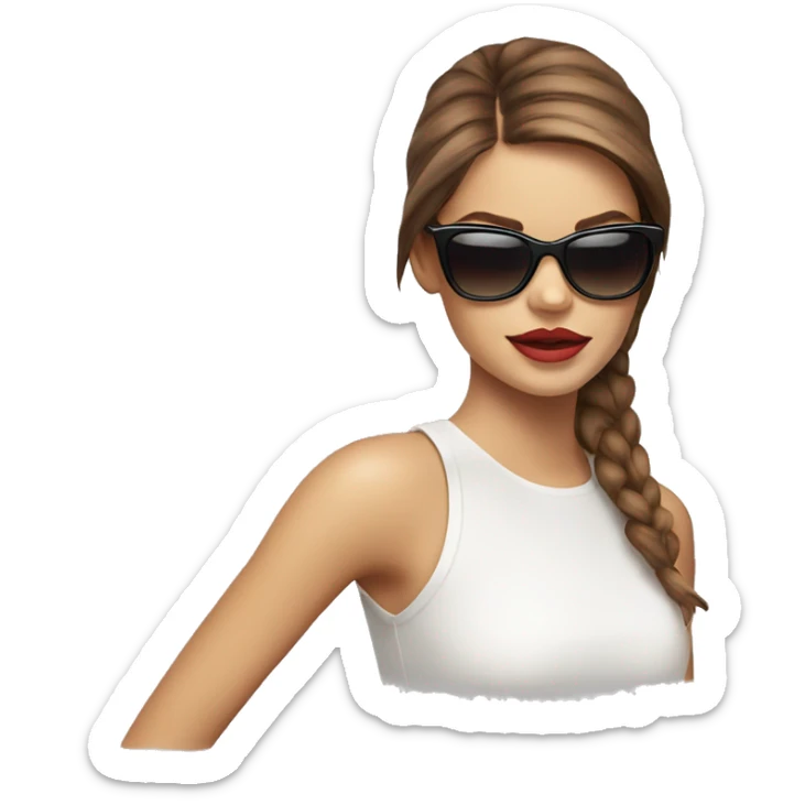 Emoji similar to Bárbara palvin the model but with sun glasses  sticker