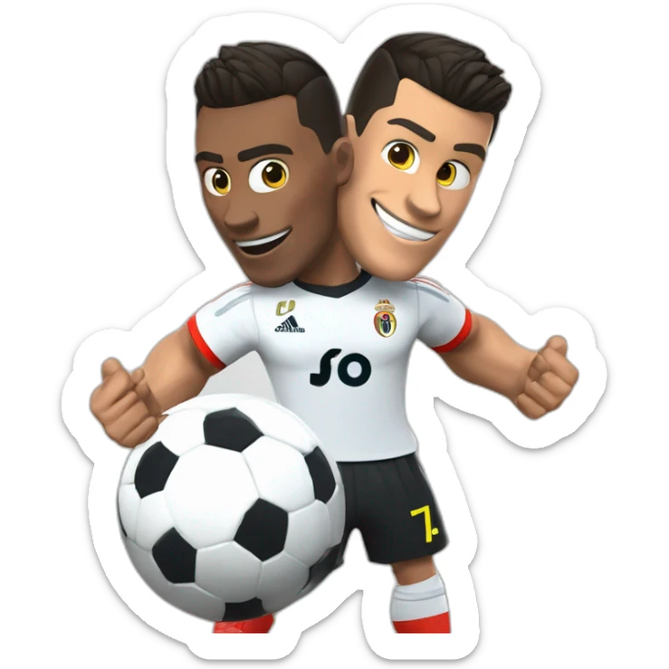 Crea un emoji de cr7 estilo pixar que tenga un logo que diga: "Puro CANCHEROS FC" sticker