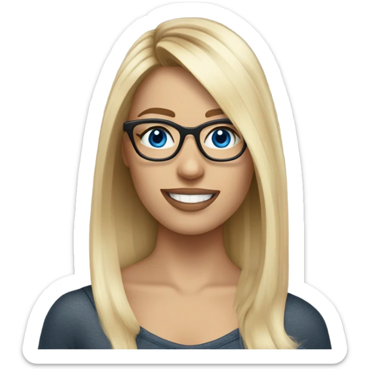 Blonde balayage hair white women blue eyes and small glasses cell phone  sticker