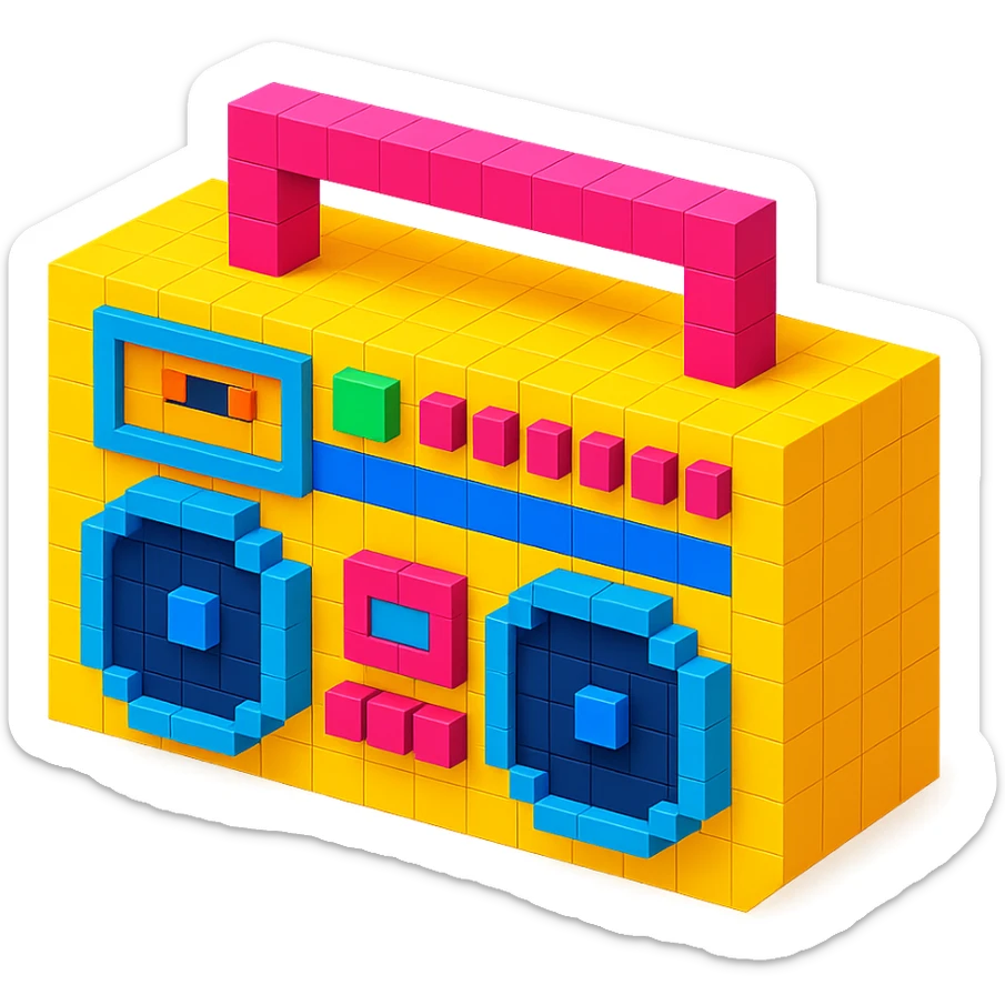 retro hip-hop boombox sticker