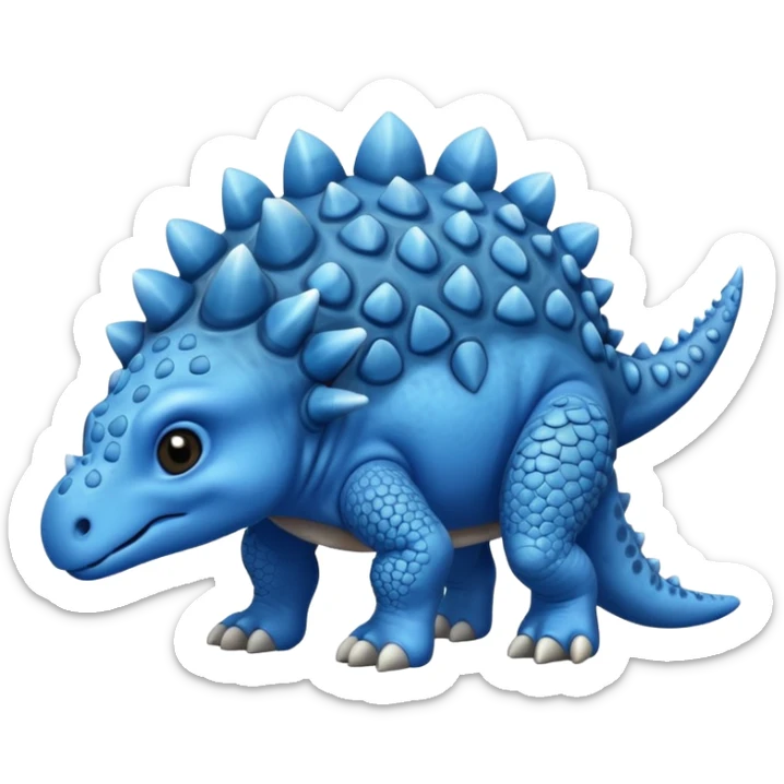 As un emoji de el dinosaurios ANQUILOSAURIO de perfil en color azul que sea bebe y tenga un efecto mas animado que sea mas animado y sin tantos picos pero que sea ANQUILOSAURIOno se parese a un ANQUILOSAURIO  sticker