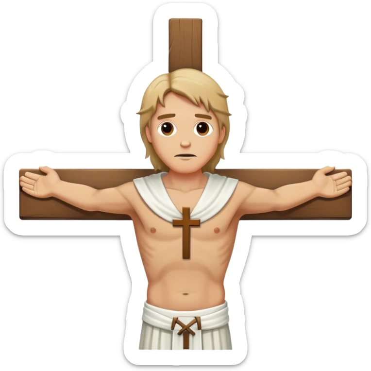 Crucified Liam Gallagher in the style of Jesus full body on cross in mod clothing sticker