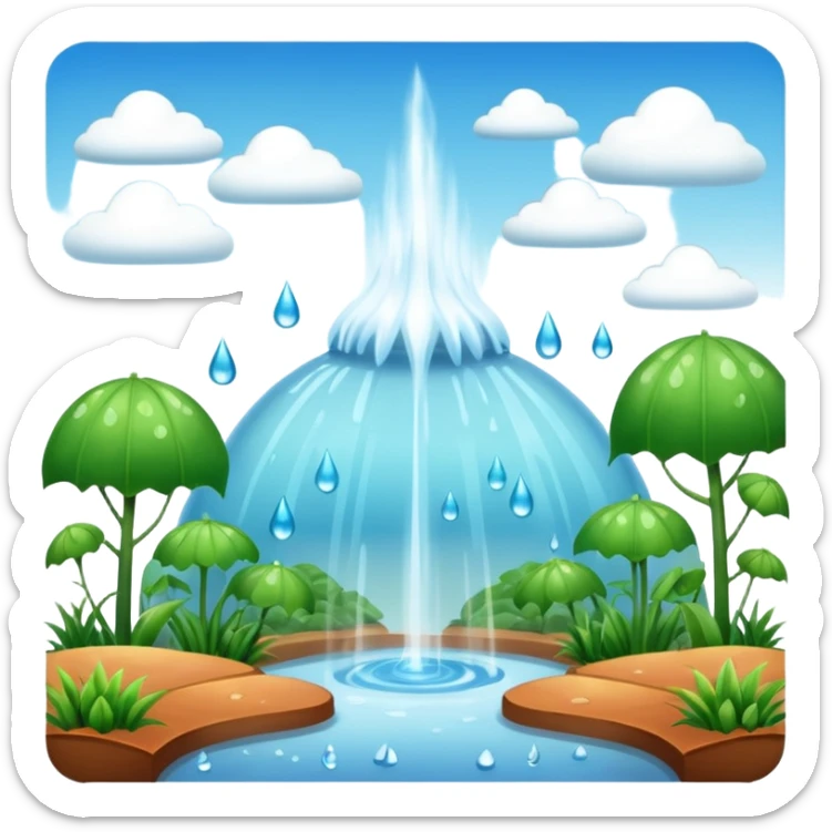 Create a greenhouse effect humid weather landskape imag humid more humid add draps falling sticker