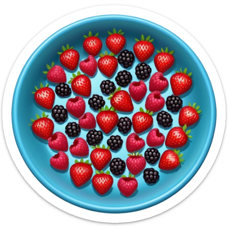bowl solo de frutos rojos: fresas, moras, frambuesas. con vista desde arriba sticker