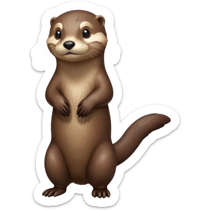 cinematic-noble [otter]-realistic-full-body-standing-emoji,-tail-tucked-close,-head-tilted-dramatically,-sleek-[brown]-fur,-simplified-yet-realistic-focused-features,-highly-detailed,-glowing-with-an-almost-sarcastic-glow  expressive eyes sticker