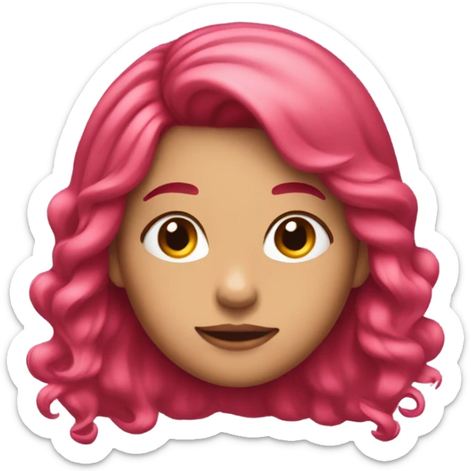 girl with front hair pieces pink, rest of hair is red sticker