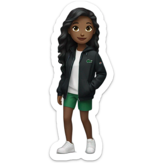 Lacoste bag Black girl with long hair with black lacoste windbreaker sticker