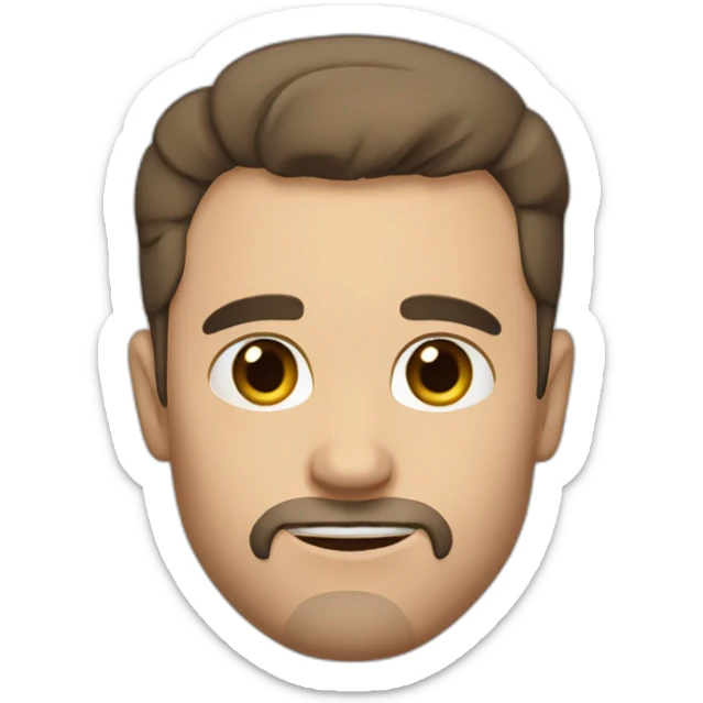 man with short brown hair, receding hairline, short beard, dark brown eyes sticker