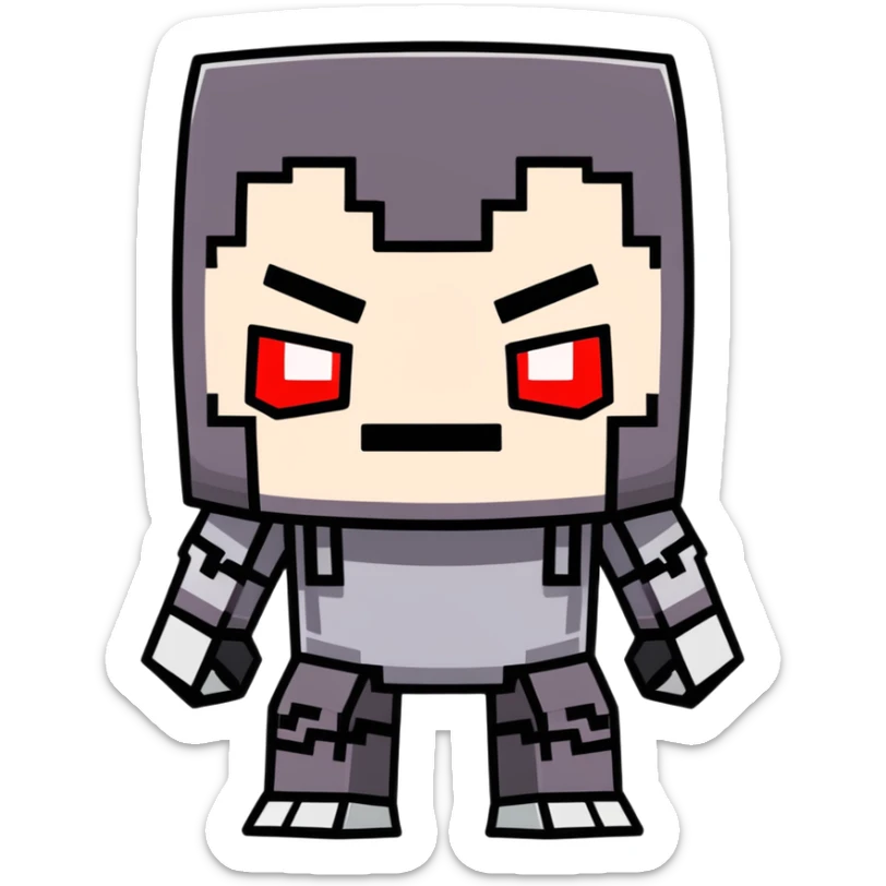 funny cartoonish slightly cute Minecraft ravager looking at you with faded red eyes sticker