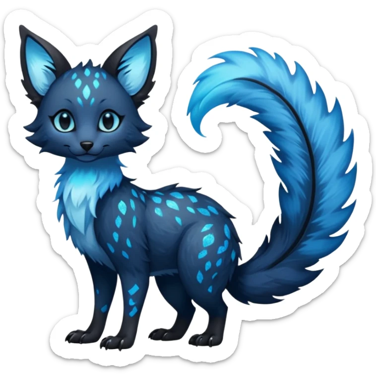 Feral Rare Fantasy Dark gothic spooky  sparkly shiny Vernid-Trico-species by LiLaiRa, random markings, tufted tail, tufted ears, full body sticker