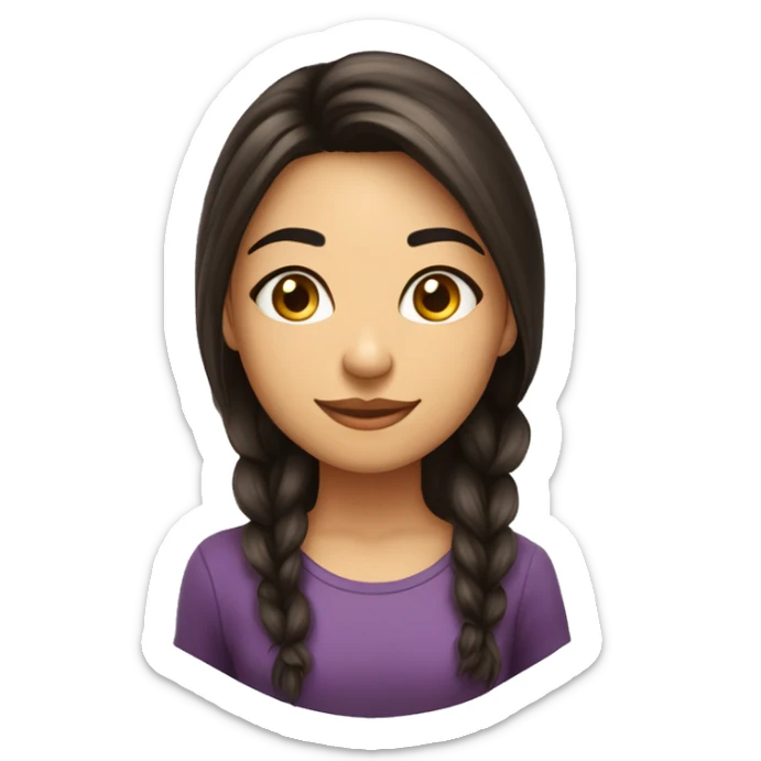 Mulher morena gordinha cabelo liso no ombro olhos pretos sorriso largo bochechuda  sticker