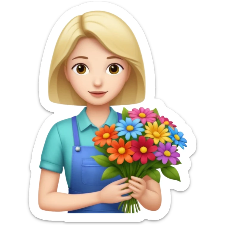 a beautiful bouquet of flowers in the hands of a florist sticker