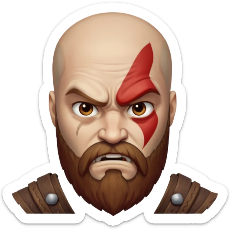 God of War Kratos (skin white, beard and eyebrow color brown) sticker