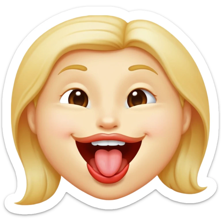 Una carita feliz lamiéndose el labio superior  sticker