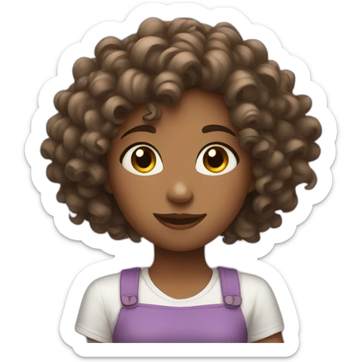 white with curly hair girl is showing heart with her hands sticker
