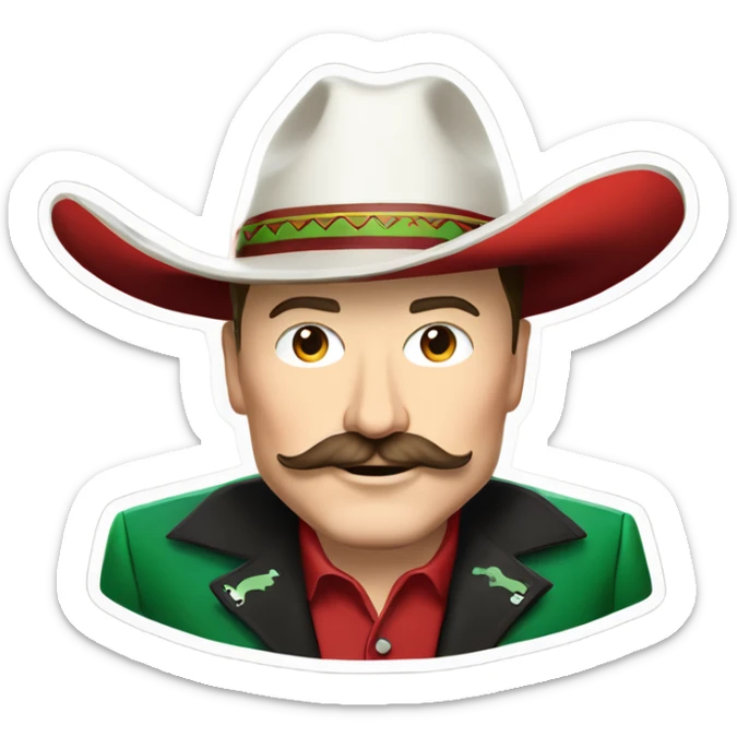  Elon musk eloncho with big mustache and black sombrero mexican hat and Tesla logo red green white Mexican shirt Tesla symbol token sticker