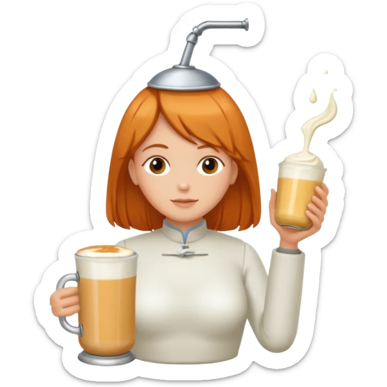 Un biberon avec du lait chaud et Jeanne d’arc en colère qui flotte dans le biberon  sticker