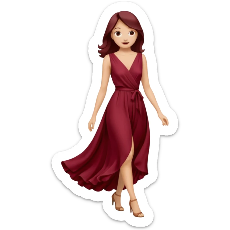 create a burgundury dress just the dress. make it knee lenght sticker