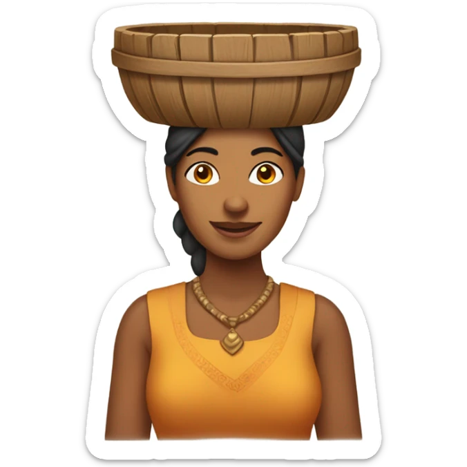 Indian woman wearing a wooden bucket on her head sticker