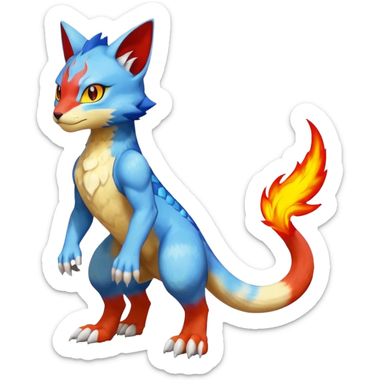 Gabite-Veemon-Digimon-Peppercat-Pokémon-Flamedramon-fusion-animal-hybrid-creature, Full body  sticker